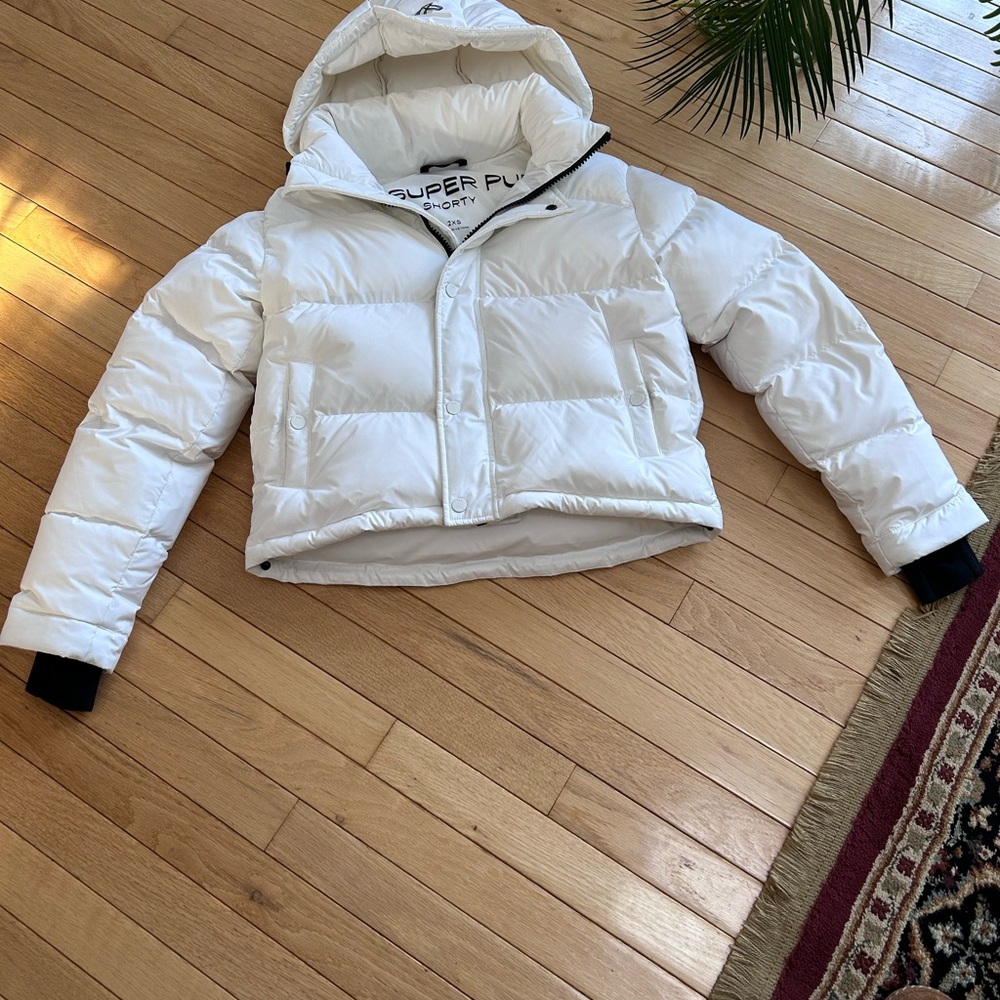 White Puffer Jacket with Hood